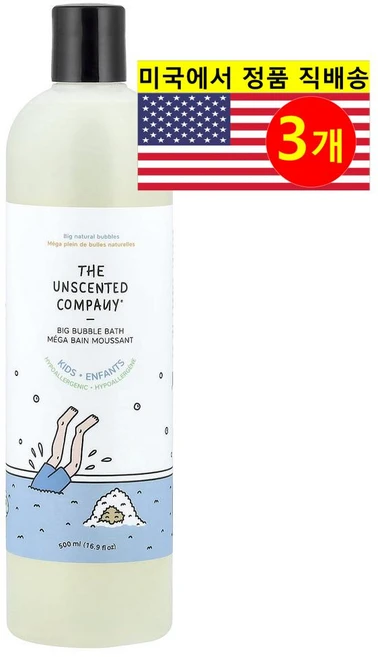 The Unscented Company 어린이용 피부 관리 수분 영양 공급 진정 빅 버블 바스 무향 500ml 1개 - 쿠팡