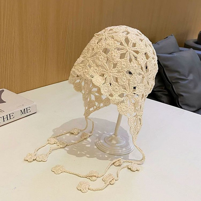 여성 니트 모자 캐주얼 여자 비니 모자 두거 빈티지 통기 손뜨개 핸드메이드 펀칭 니트 비니 CJJ