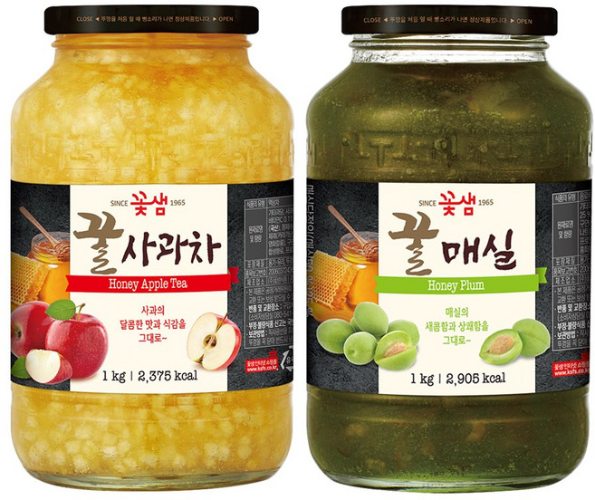 꽃샘 꿀사과차 +꿀매실차 (액상차), 1개, 2개입, 1kg
