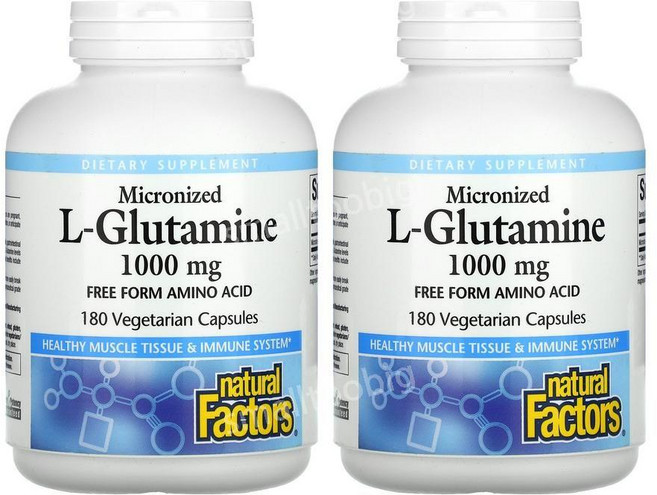 내추럴팩터스 Natural Factors 미분화 L 엘 글루타민 1000mg 180베지캡슐 2개 Glutamine 글루탐산 아미노산, 180정