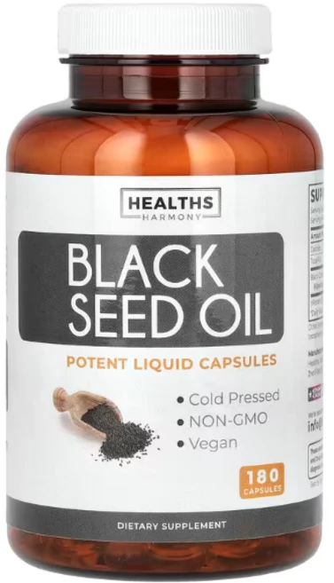 Healths Harmony 블랙 씨드 오일 추출 1000mg Black Seed Oil 180정, 1개 - 쿠팡