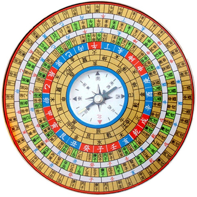 풍방 금속 9층 패철 나경 뚜껑 있는 나침반 풍수지리, 1개