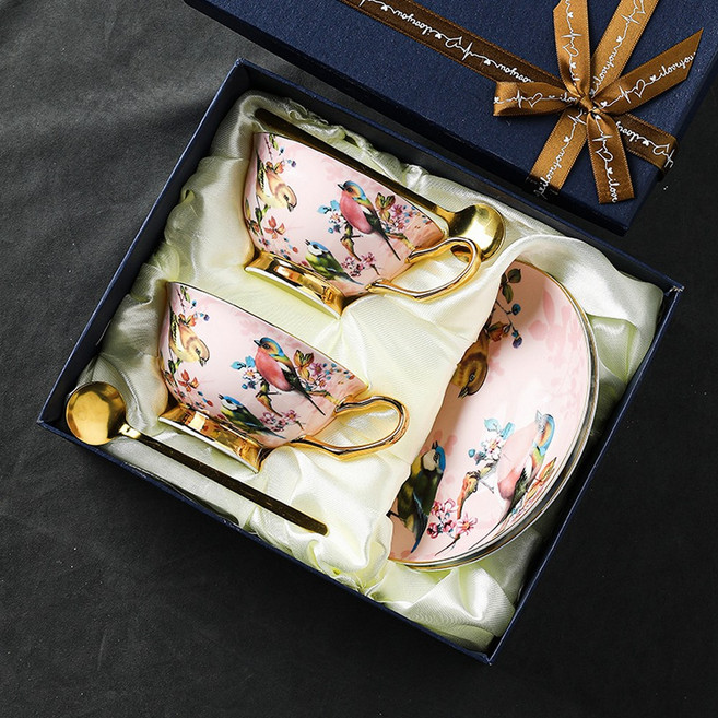 CaecnKoen 유럽 커피잔 세트 찻잔 고급 선물 75, 1개, 혼합색상 2조세트