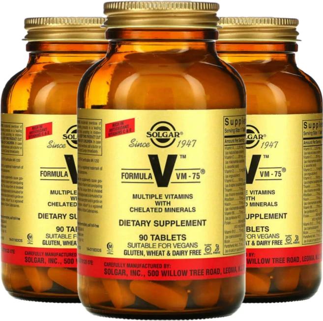 솔가 포뮬러 V VM-75 킬레이트 미네랄 함유한 멀티플 비타민 90 정, 3개, 90정 - 쿠팡
