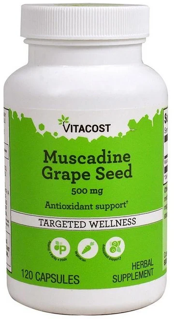 비타코스트 무스카딘 포도씨 추출물 500mg 캡슐 Vitacost Muscadine Grape Seed, 1개, 120정 - 쿠팡