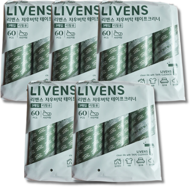 리벤스 자우버탁 사선컷팅 돌돌이 테이프 크리너 리필 3p, 5세트