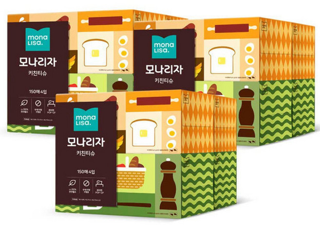 뽑아쓰는 키친티슈 150매 4입 3개 총12개 키친타올