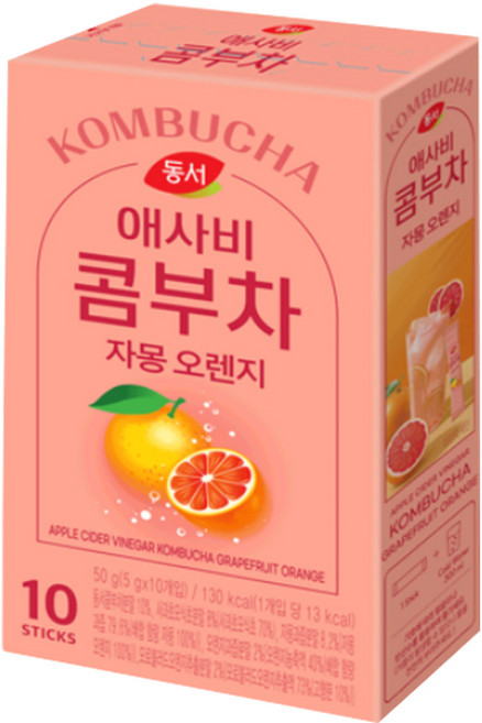 동서 애사비 콤부차 자몽 오렌지, 5g, 1개, 10개입
