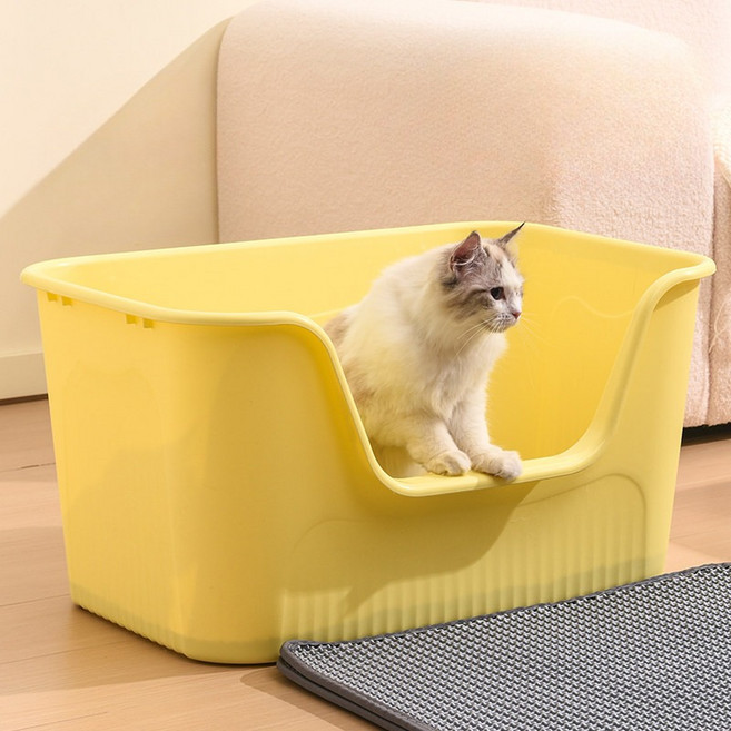 고양이화장실 점보 밀폐형 대형묘 배변통 삽 70cm 특대 L 20kg 삽 A, 1개, 28_거대 옐로우 고양이 집 + 삽 12.5kg