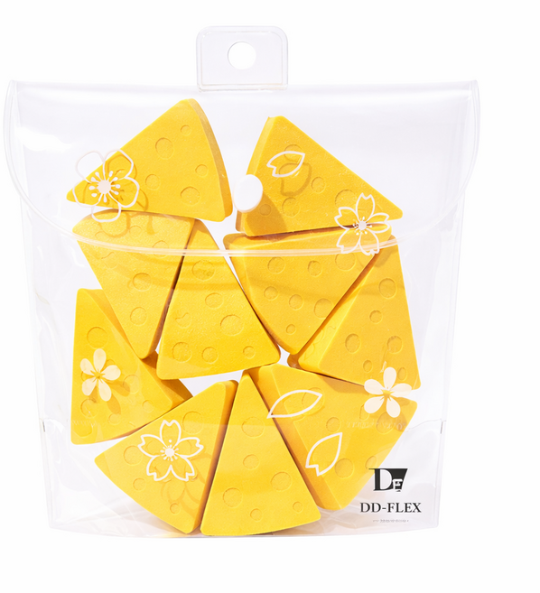 디디플렉스 화장 퍼프 자극없는 치즈 메이크업 스펀지, 10개, 노랑