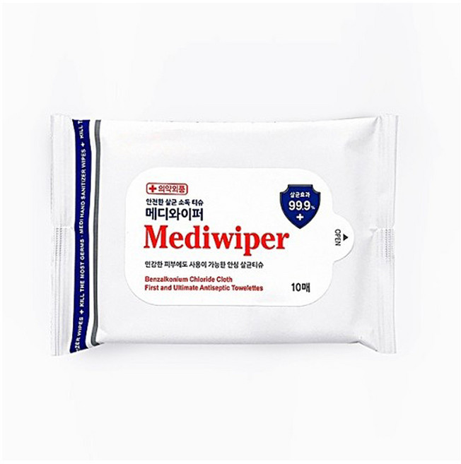 메디와이퍼 살균소독티슈10매, 1개