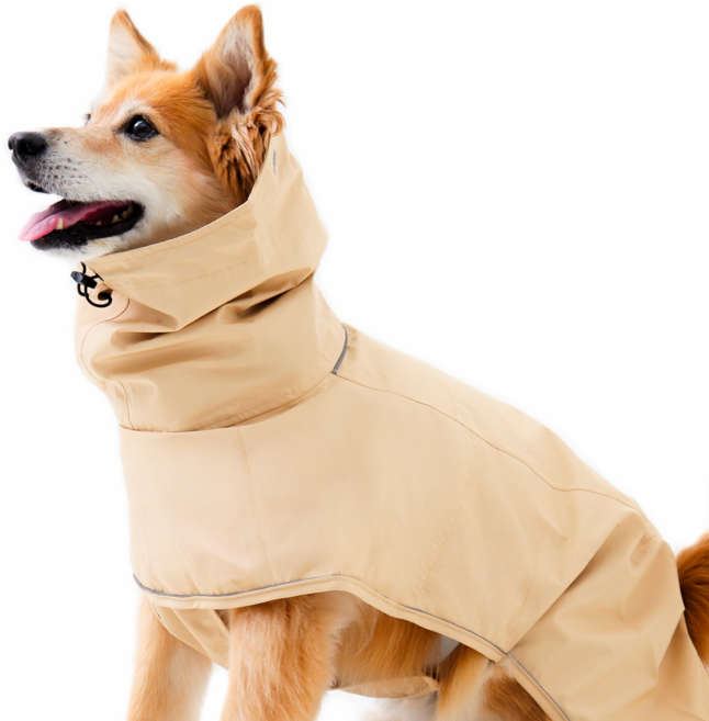 독스랩 강아지 우비 비옷 레인코트 소형견 중형견 대형견, 1개, 베이지