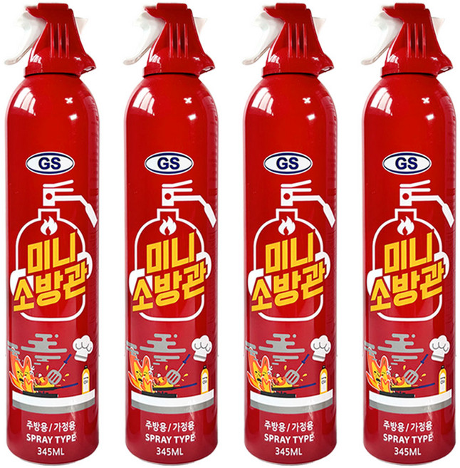 한국소방 미니소방관 차량용 소화기, 345ml, 4개, 345ml