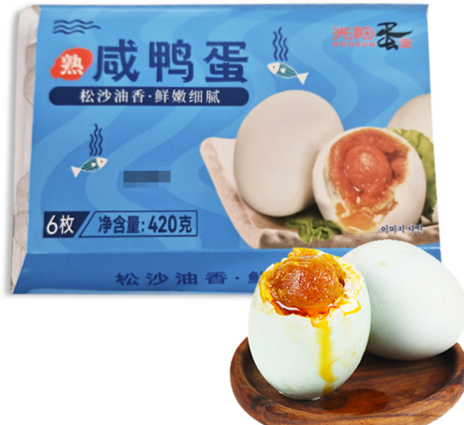 홍홍 중국식품 광양 찐오리알 야단 개당 70g 대사이즈 찐오리알 유황 중국오리알, 1개, 6구