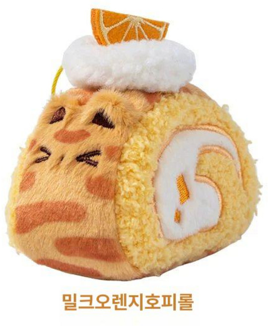 고양이 롤케이크 봉제인형 귀여운 봉제 인형 고양이인형 케잌 디저트 딸기 민트 말차 타로 귤, 오렌지 호피 롤