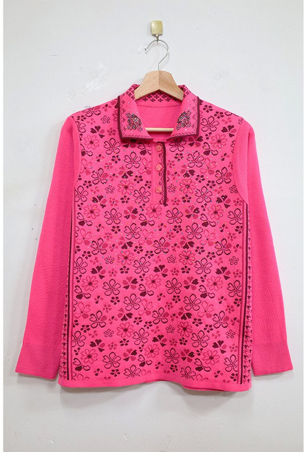 형제상회 할머니옷 할머니티 니트 카라티 요양원 명절선물 춘추 국산 0026SF21