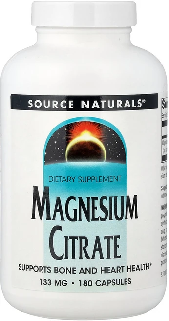 Source Naturals 마그네슘 시트레이트(구연산마그네슘) 133mg 180 캡슐, 180정, 1개 - 쿠팡
