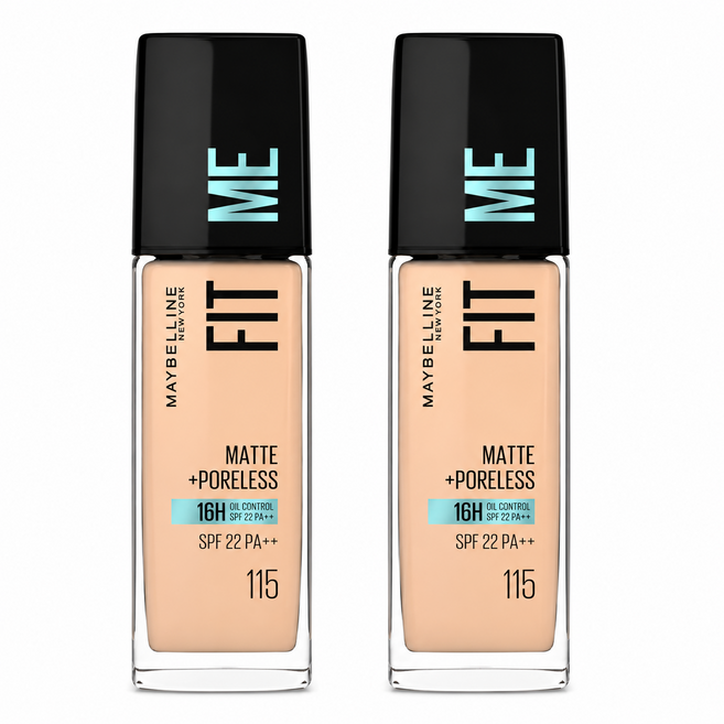 Maybelline Maybelline New York Fit Me Matte Liquid Foundation 30 ml, 115 Ivory with SPF 22 (팩 of 2)