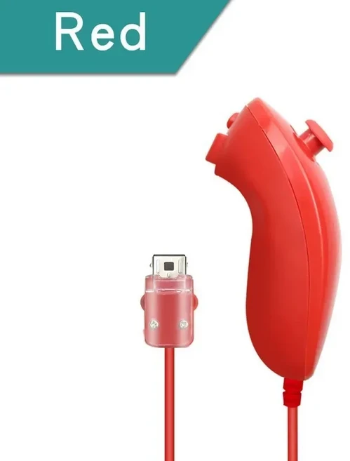 닌텐도 Wii용 유선 눈차크 게임 컨트롤러 핸드 커브 핸들 게임패드 액세서리, 02 RED