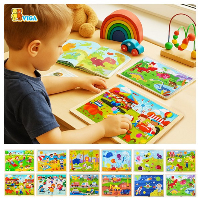 [VIGA] 24피스 원목 퍼즐 12종 / "농장부터 은하수까지! 상상력 대폭발 퍼즐 세트", 2. 24피스퍼즐 - 여름, 1개