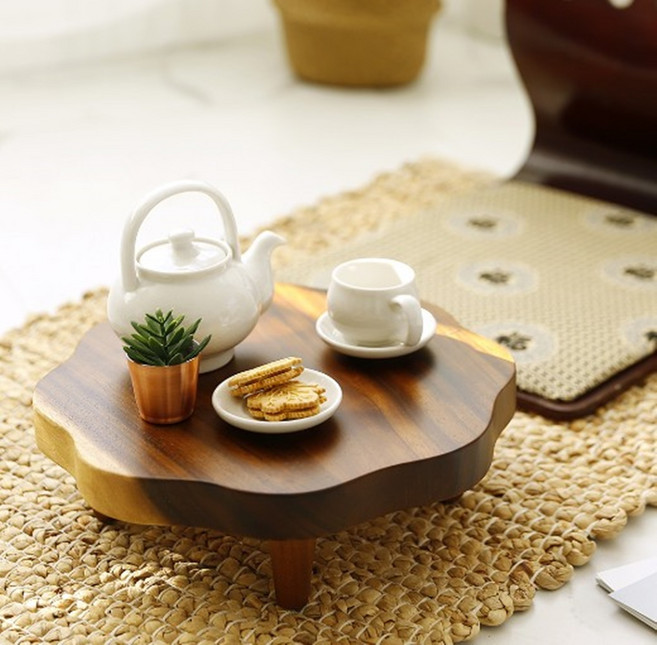 다팔몰 레인트리 원목 연화반 차탁 다도상 다과상 소반 원목 티테이블, 연화반 다과상 소반_중 35cm, 35cm