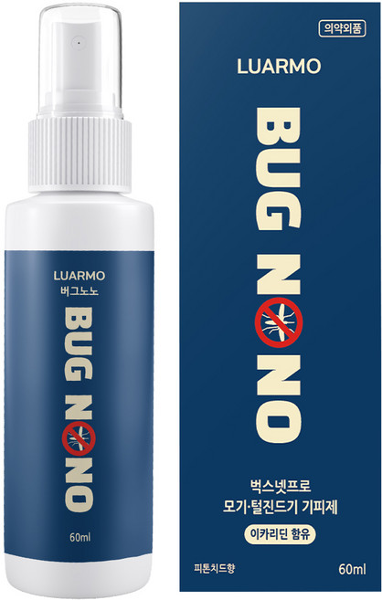 루아르모 모기 기피제 스프레이 버그노노 여행용 이카리딘 함유 피톤치드향, 1개, 60ml