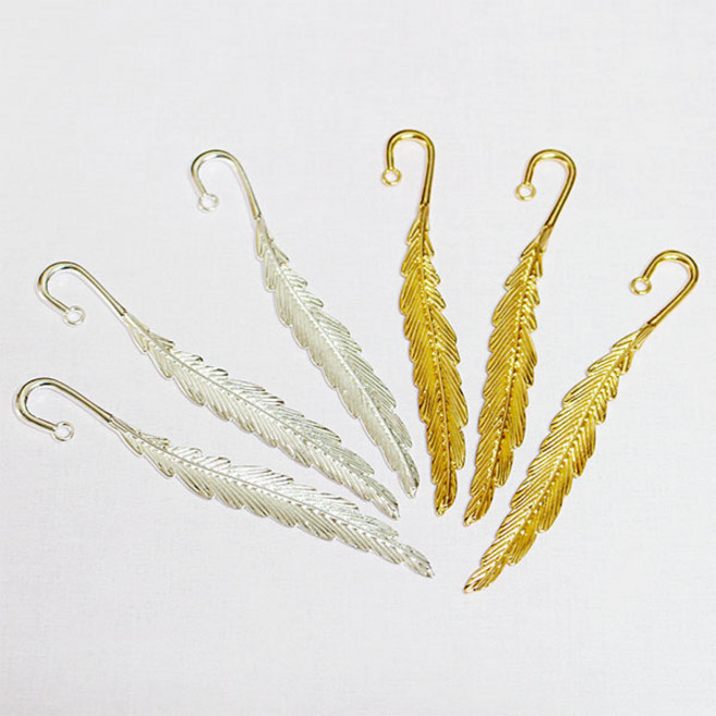 레진아트/프레임악세사리/금속북마크/깃털모양책갈피, _10015_은색, 1개