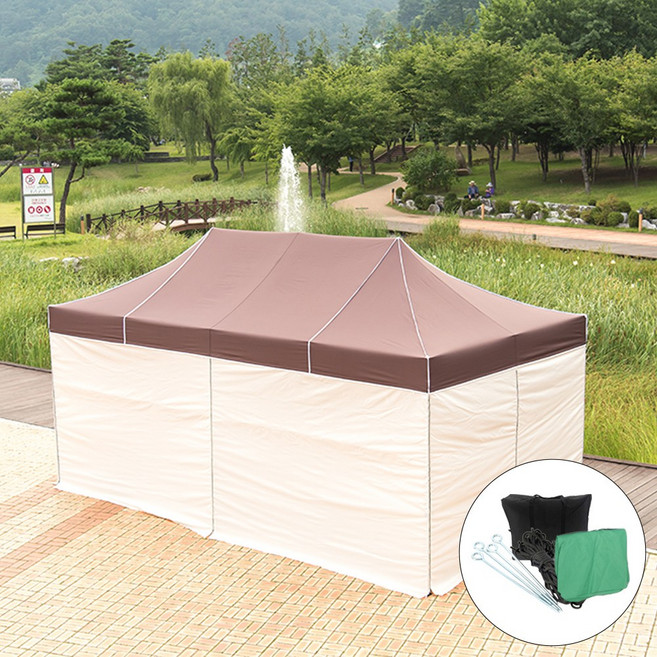 접이식 천막 스텐 3X6 행사용 몽골 텐트 풀세트, 청백청