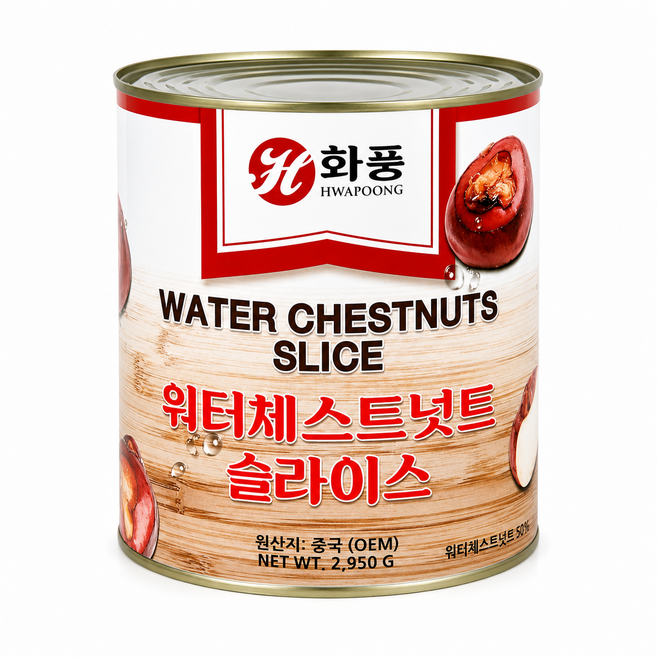 화풍 워터체스트넛 슬라이스 2950g 물밤편 통조림 업소용, 1개, 2.95kg