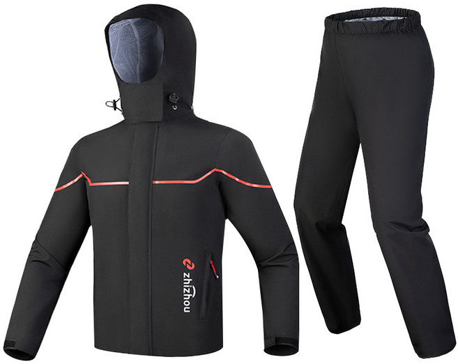 정싱 오토바이 우비 상하의 세트 라이딩 우비 상하의 세트 남여 라이딩우의 바이크우비 등상우비 낚시우의, 블랙레드