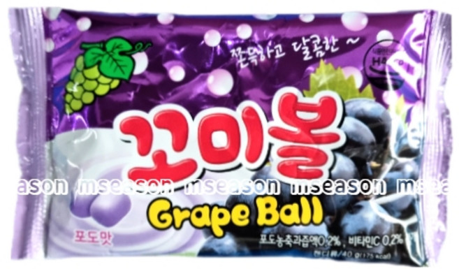 (유)대현물산 꼬미볼 포도맛, 40g, 4개