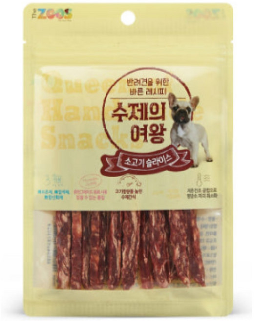 수제의여왕 강아지 간식, 100개, 70g, 소고기슬라이스