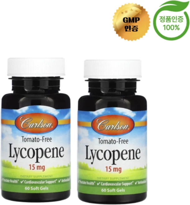 1+1 칼슨 토마토 무함유 라이코펜 15mg 소프트젤 60정, 2개, 60회분 - 쿠팡