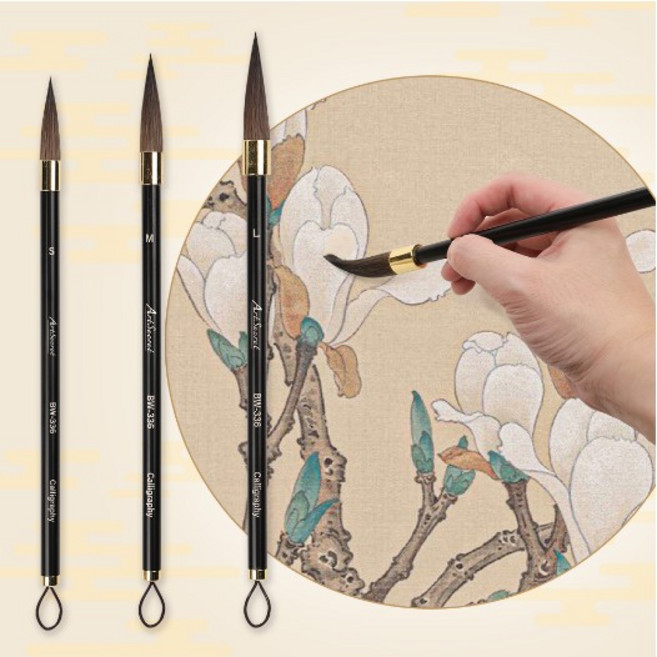 아트시크릿 수채화붓 민화붓 캘리그라피붓 BW336 다람쥐털 3본세트, 1개