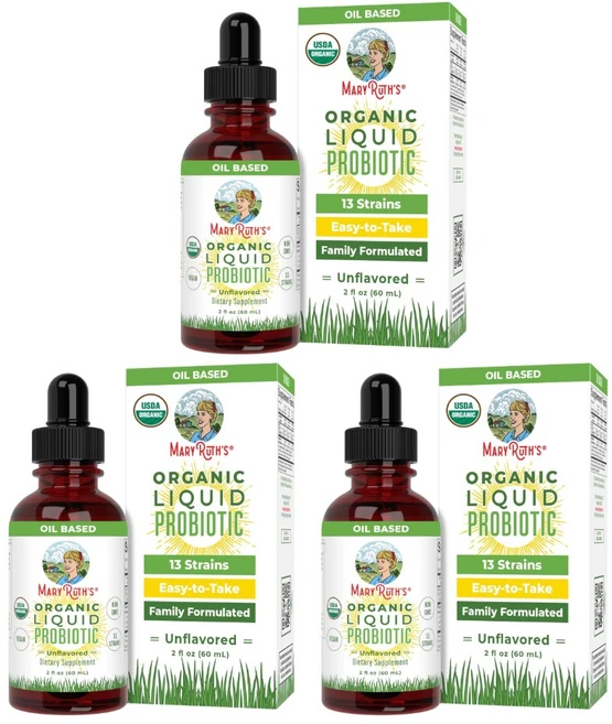 메리루스 오가닉스 유기농 액상 프로바이오틱스 유산균 4세이상 MARYRUTH'S Organics Liquid Probiotic for Ages 4+ | 2 Billion CFU, 3개, 60ml - 쿠팡
