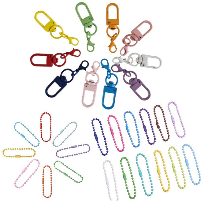 팡팡나래 컬러 군번줄 볼체인 D고리, 110개, D링 볼체인 혼합