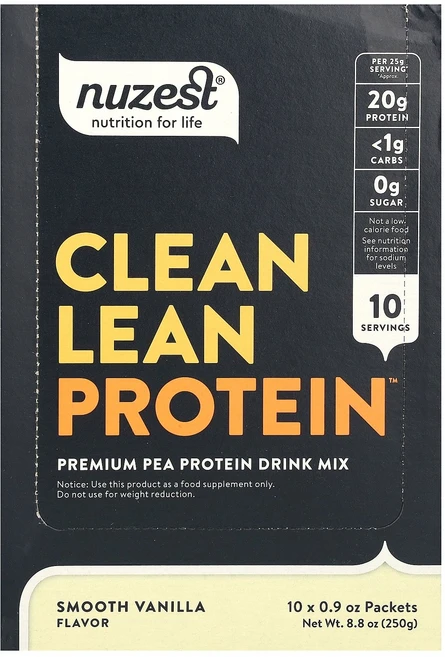 Nuzest Clean Lean Protein Smooth Vanilla 10 Packets 0.9 oz (25 g) Each, Nuzest, Clean Lean Protein, Sm, 250g, 1개 - 쿠팡