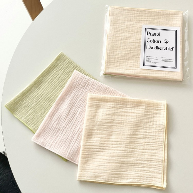 파스텔 2중거즈 큰 손수건 3장