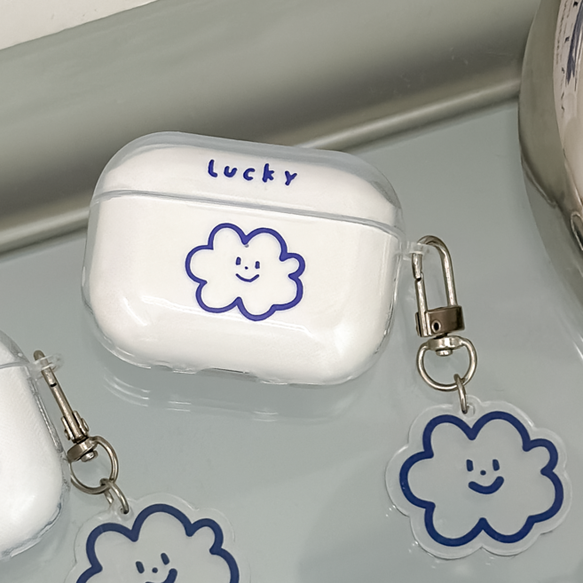 링고룸 에어팟 케이스 럭키구름 키링 세트 + 클리너 증정, 1개, 투명, 에어팟 4세대
