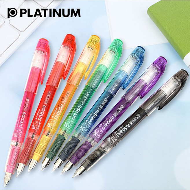 白金 Platinum Preppy 細字鋼筆 0.3mm 透明彩色桿, 藍