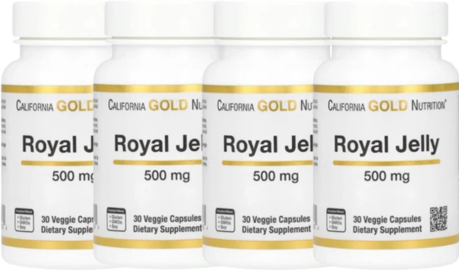 2+2 캘리포니아 골드 뉴트리션 로열젤리 500mg 베지 캡슐 30정, 4개 - 쿠팡
