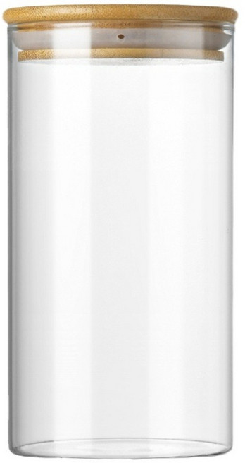 高硼矽玻璃密封罐 廚房儲物收納瓶, 65*200mm 520ml 帶竹蓋, 1套