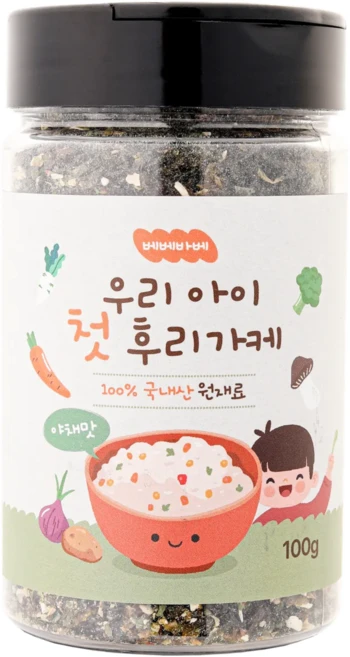 순수 국내산 베베바베 우리 아이 첫 후리가케 야채맛 - 무염 아기 이유식 유아식 추천, 1개, 100g - 쿠팡