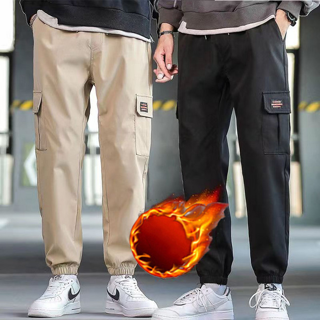 별후이 1+1 남자 가을 겨울 빅사이즈 기모 카고바지 캐주얼 9부 트레이닝 조거팬츠 jgd11jj