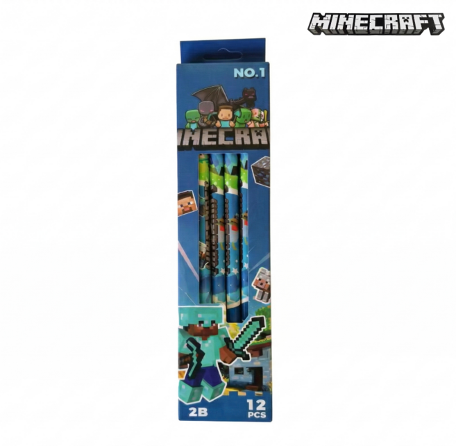 모아컴퍼니 마인크래프트 연필 학용품 세트 2B, 1개, 파랑 12자루