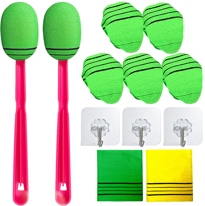 아루아 등 때밀이봉 등밀이 때타올 목욕세트, 1개, 1개입, 혼합색상