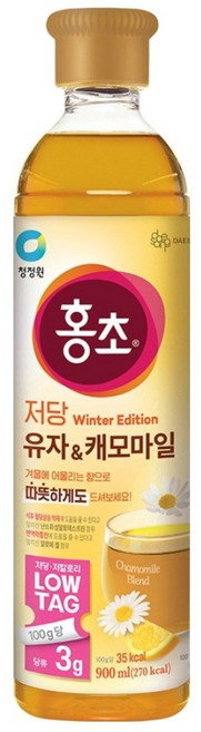 홍초 저당 유자 앤 캐모마일, 900ml, 2개
