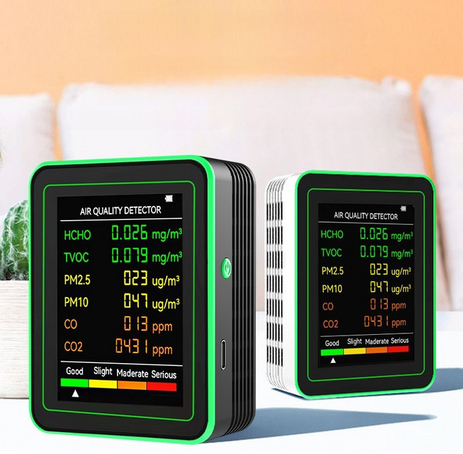 6in1 미세먼지 측정기 공기질 측정 CO2 포름알데히드 온도 습도, 5in1-화이트(온도및습도)