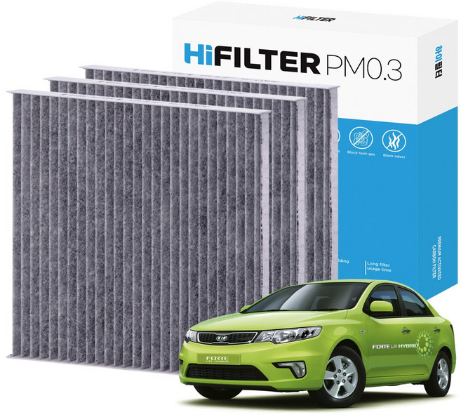 2+1 하이필터 PM0.3 활성탄 자동차 에어컨필터 현대, 3개, 포르테 HEV LPI (1세대/TD) H10D104