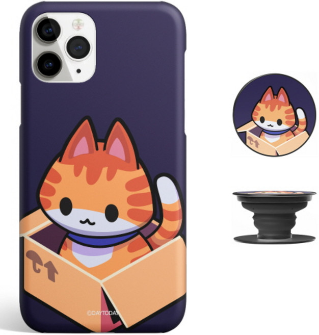 블루민 아이폰11프로 케이스 멍때리냥 고양이 스마트톡